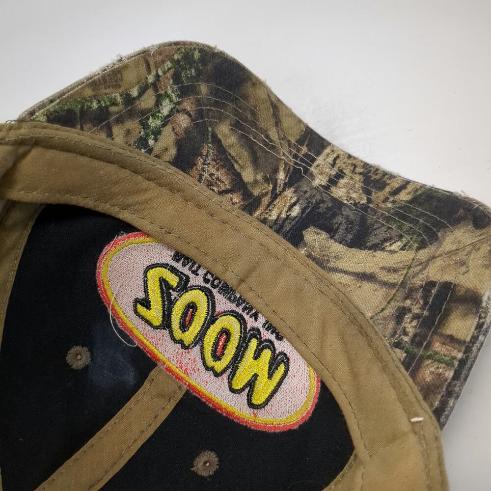 Zoom Bait Company Woodland Camo Logo Baseball Cap Brown Green One Size Hat Strap - Picture 8 of 9